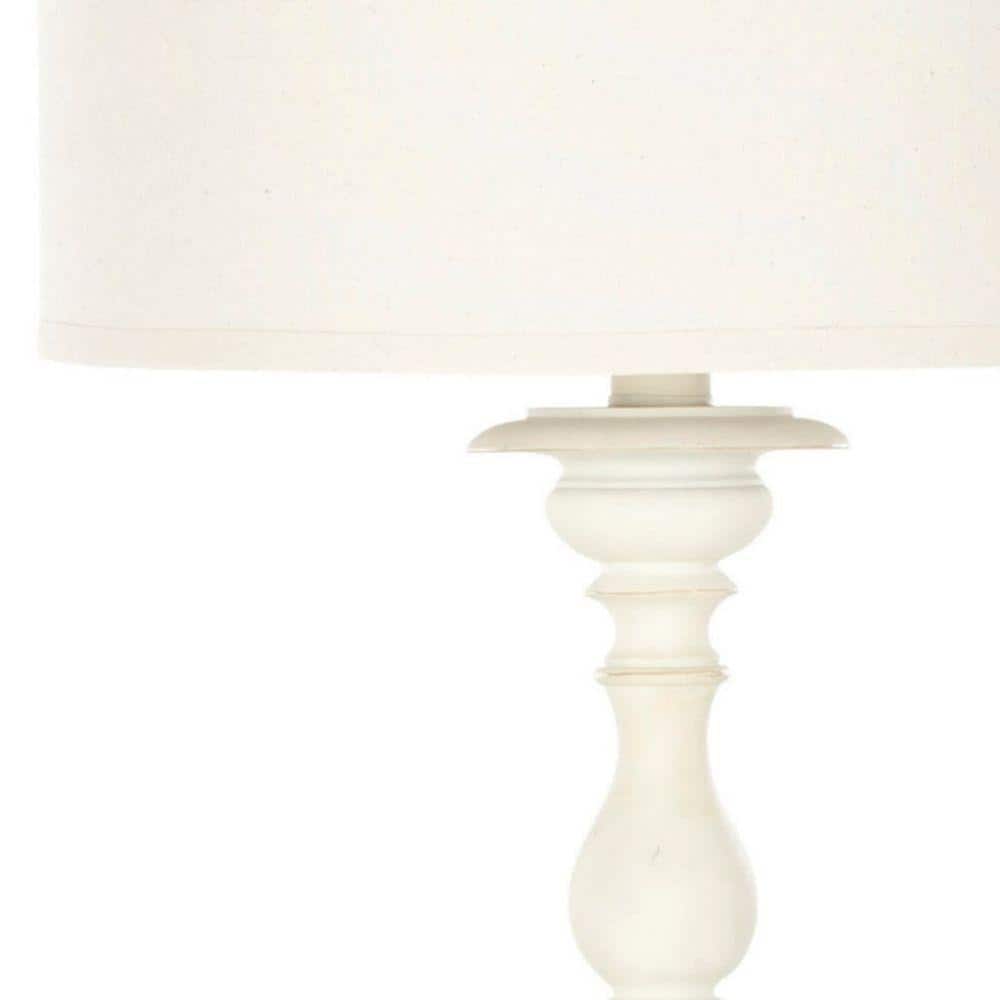 Elegant French White Candlestick Table Lamp Set in Cream
