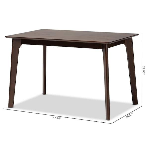 Baxton Studio Seneca 47.2 in. Rectangle Dark Brown Wood Top Dining