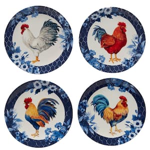 Indigo Rooster Multicolored Dinner Plate (Set of 4)