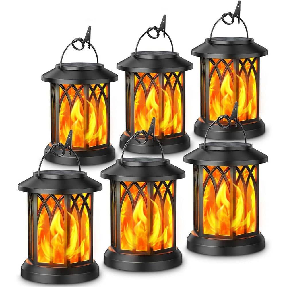 6-Pack Solar Hanging Lanterns Outdoor-Flickering Flame, Waterproof, Bigger Panel for Yard Garden price history on PriceWatchPro