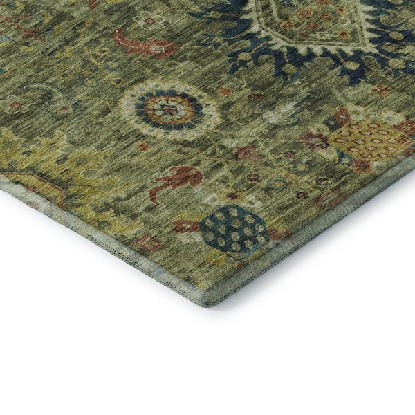 Mayfield Premium Machine Washable Abstract AMF1927 Aloe 8 ft. x 10 ft. Area Rug