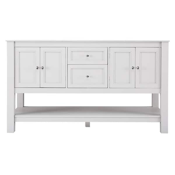 W Bath Vanity Cabinet Only In White, 60 Double Sink Vanity Without Top
