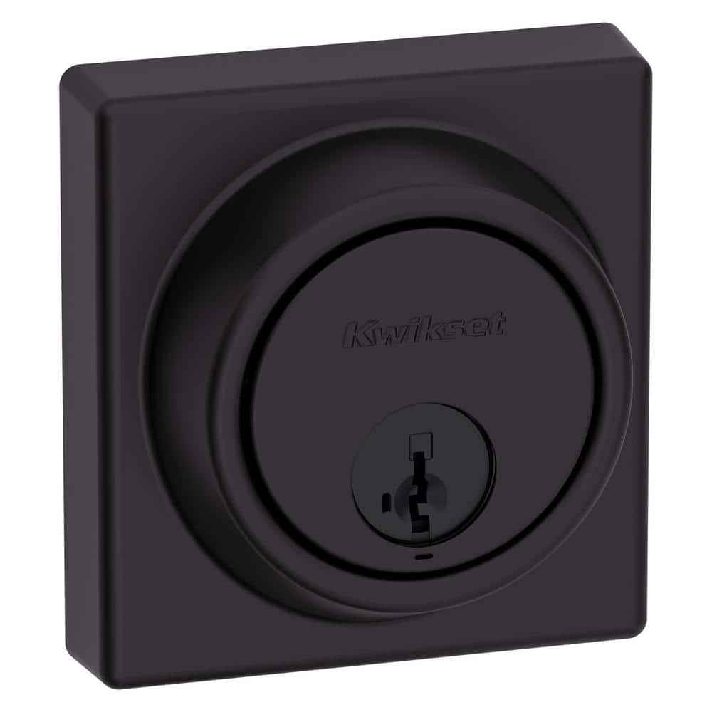 Kwikset 817 Series Matte Black Single Cylinder Square Deadbolt Featuring SmartKey Security