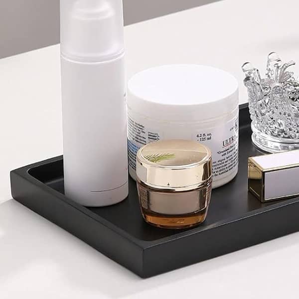 Decorative TrayVanity Tray, Resin ,Rectangular Matte Black 10in
