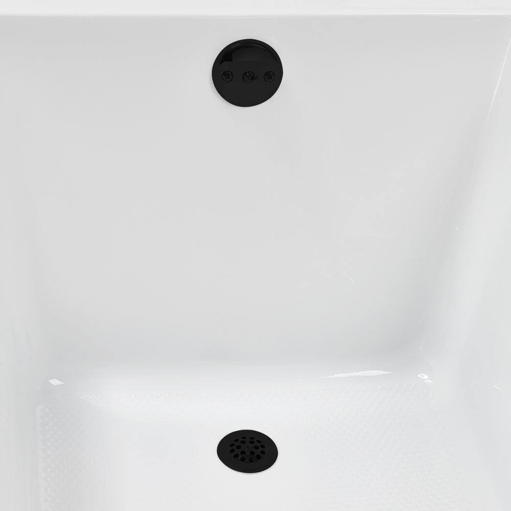 60" Glossy White Acrylic Drop-In Soaking Bathtub with Matte Black Trim