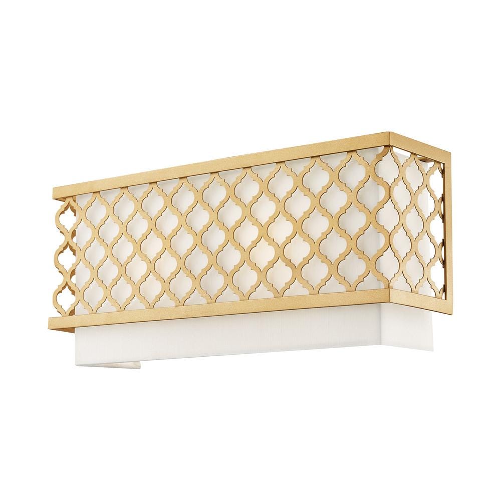 Soft Gold Steel Rectangle Wall Sconce with Fabric Shade