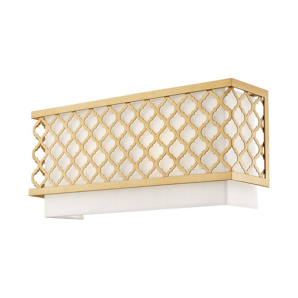 Soft Gold Steel Rectangle Wall Sconce with Fabric Shade