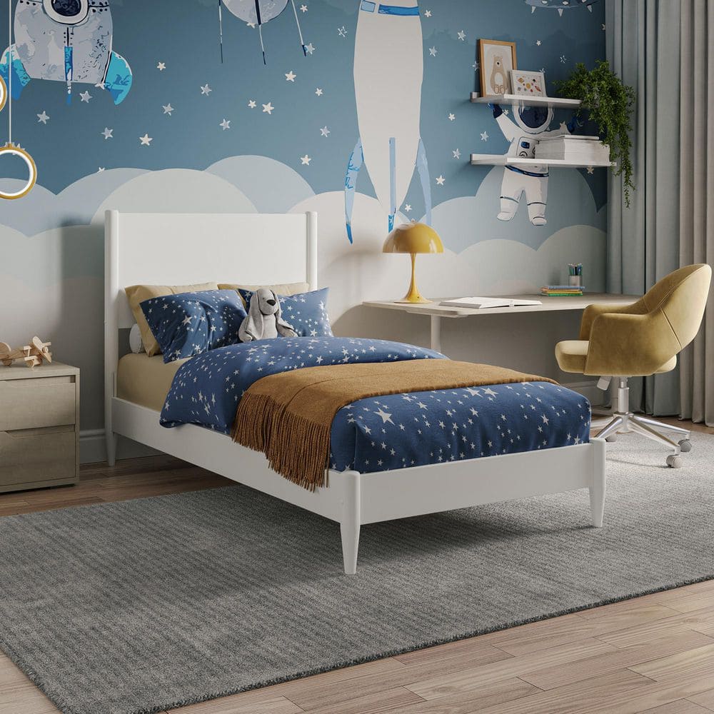 Pasadena White Solid Wood Frame Twin Low Profile Platform Bed price history on PriceWatchPro