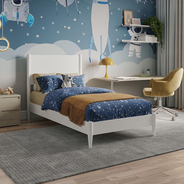 AFI Pasadena White Solid Wood Frame Twin Low Profile Platform Bed