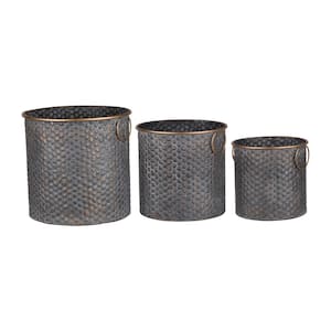 Zinc, Gold Seneca Metal Planters (Set of 3)