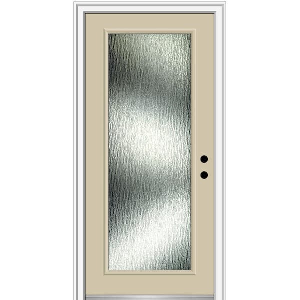 MMI Door 32 in. x 80 in. Left-Hand/Inswing Rain Glass Wicker Fiberglass Prehung Front Door on 4-9/16 in. Frame