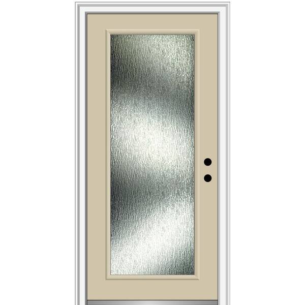 MMI Door 34 in. x 80 in. Left-Hand/Inswing Rain Glass Wicker Fiberglass Prehung Front Door on 4-9/16 in. Frame