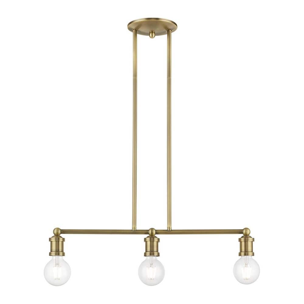 Lansdale Antique Brass 3-Light Linear Chandelier