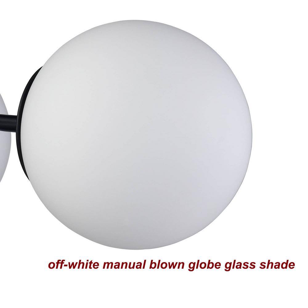 Opal Matte Black and White Glass Globe LED Semi-Flush Mount Light