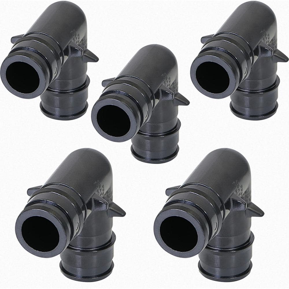 1-1/4 in. PEX-A 90-Degree Plastic Poly Alloy Expansion Barb Connections Elbow Pipe Fitting in Black (Pack of 5) -  The Plumber's Choice, O2336C-GQM-5