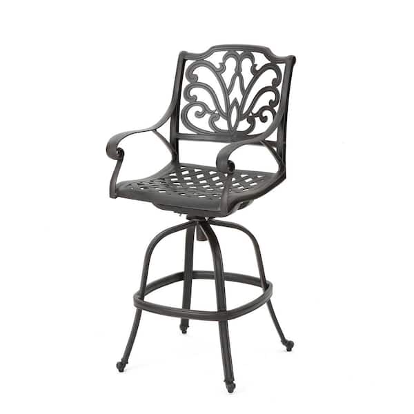 Noble House Durham Bronze Metal Outdoor Patio Barstool