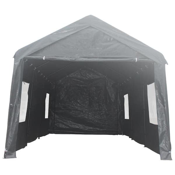 Unbranded 20 ft. W x 10 ft. D x 9 ft. H Gray Outdoor Heavy-Duty Canopy Carport, Portable Garage for Party, Wedding, Garden Storage