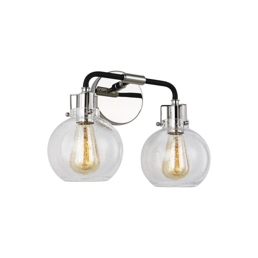 Clara 14.75 in. 2-Light Polished Nickel Vanity Light with Clear Seeded Glass price history on PriceWatchPro