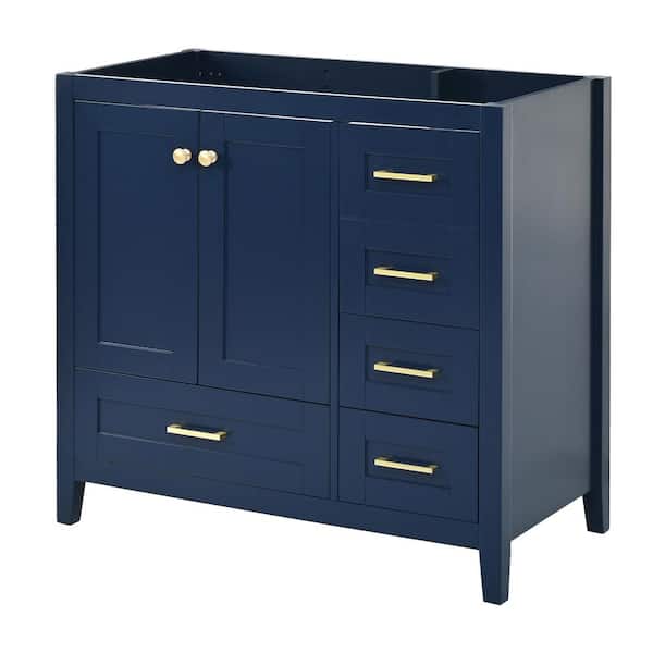COWLOWN 35.11 in. D x 18 in. W x 33 in. H Bathroom Blue Linen Cabinet