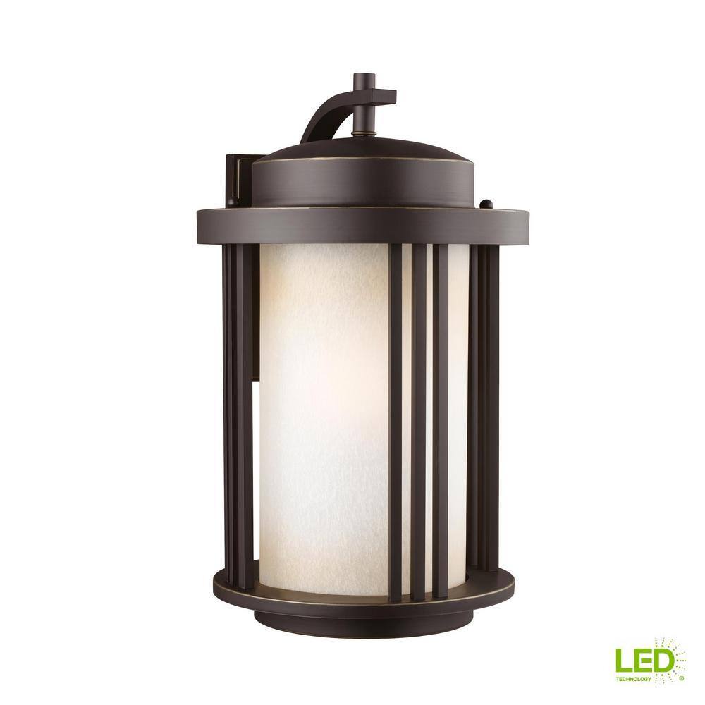 Crowell Antique Bronze Outdoor Wall Lantern with White Aluminum Shade