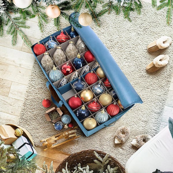 Premium Christmas Ornament Storage Box for Large Ornaments with Trays-  4-inch Compartment - Storage Container Hold 36 Holiday Ornaments and Xmas