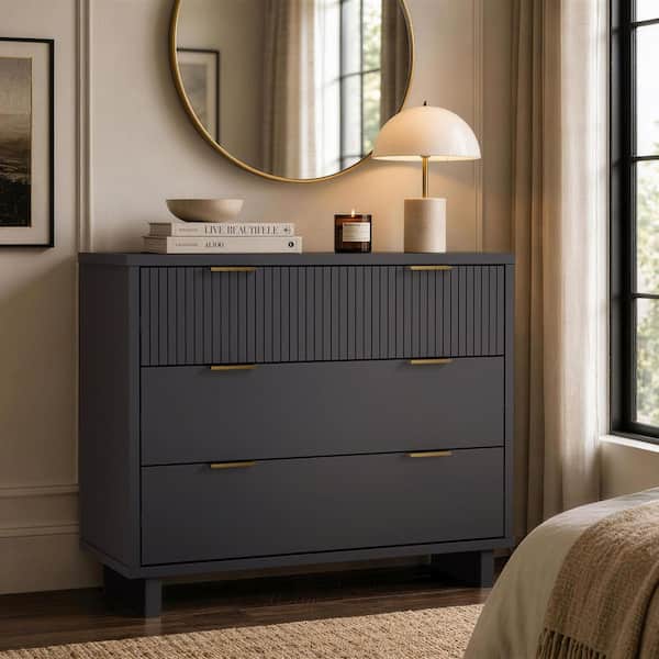charcoal grey dresser Estherville Modern 4 Drawer Tall Bedroom Choose from three elegant color options Brown Finley 37" Dovetail 6 Drawer