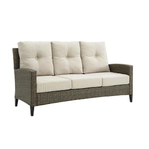 Rockport Wicker Outdoor Sofa with Oatmeal Cushions