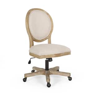 Elliston Beige and Natural Adjustable Height Swivel Office Chair