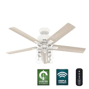 Techne 52 in. Indoor Matte White Smart Ceiling Fan with Light Kit and Remote Included