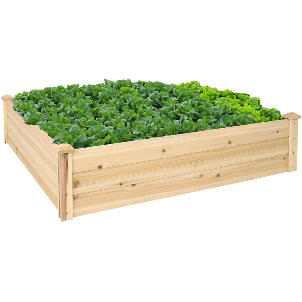 Sunnydaze 48-Inch Natural Fir Wood Raised Garden Bed