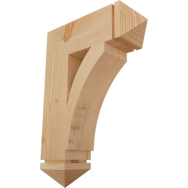 Ekena Millwork 5.5 in. x 28 in. x 20 in. Douglas Fir Thorton Arts and Crafts Smooth Bracket