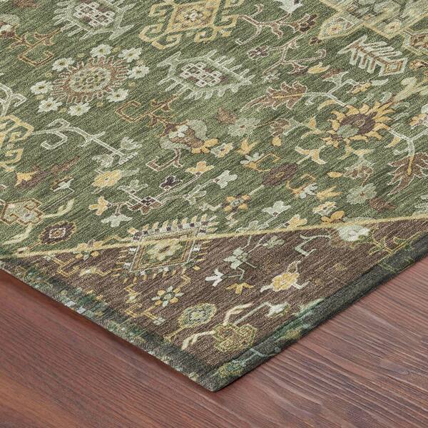 Chantille Machine Washable Indoor/Outdoor Abstract ACN2714 Olive 3 ft. x 4 ft. Area Rug