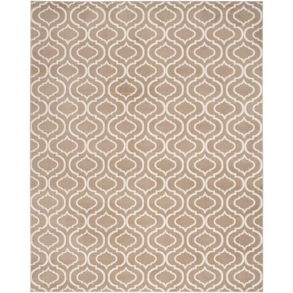 Taupe Synthetic Trellis Rectangular Area Rug 8' x 10'
