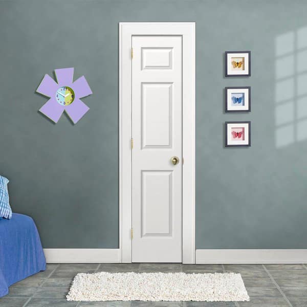 18 in. x 80 in. 3 Panel Colonist Primed Right-Hand Textured Molded Composite Single Prehung Interior Door