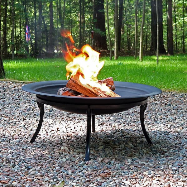 Diameter Steel Fire Pit Campfire Ring Heavy Duty 37in Portable 12" Height 
