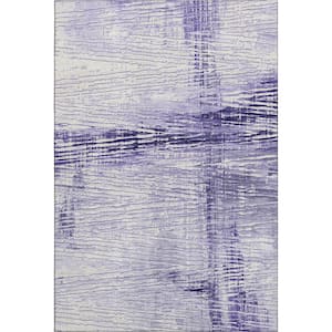 Mayfield Premium Machine Washable Abstract AMF1981 Lavender 5 ft. x 7 ft. 6 in. Area Rug