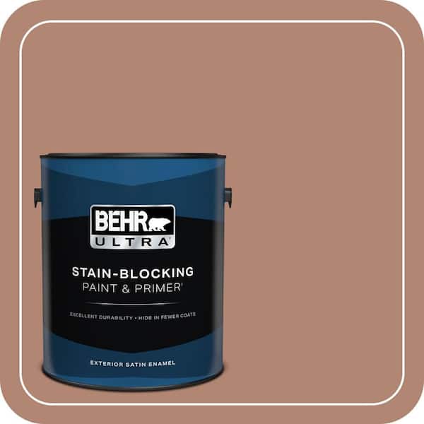 BEHR ULTRA 1 gal. #220F-5 Light Mocha Satin Enamel Exterior Paint & Primer
