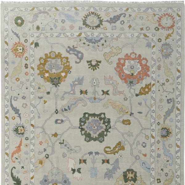 Gray, Ivory, Gold Floral 8 ft. x 12 ft. Area Rug