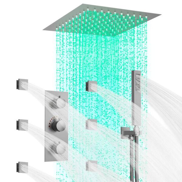 CRANACH Triple Handle 5Spray Pattern Shower Faucet 12 in. LED Shower