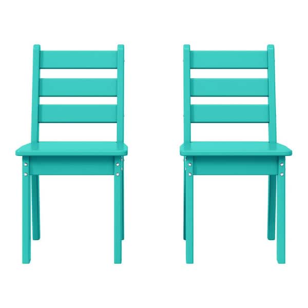 WESTIN OUTDOOR Garden Party Children's Outdoor Patio All Weather HDPE Plastic Dining Chair for Kids (Set of 2), Turquoise
