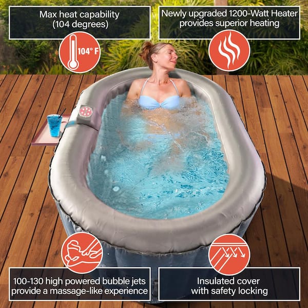 CO-Z 4 Persons Inflatable Hot Tub 6 ft Portable Pool and Bathtub w Air Jets  Cover Teal 