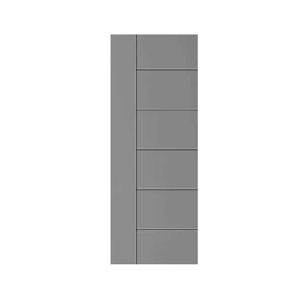 CALHOME Modern Classic 24 in. x 96 in. Light Gray Stained Composite MDF Paneled Barn Door Slab