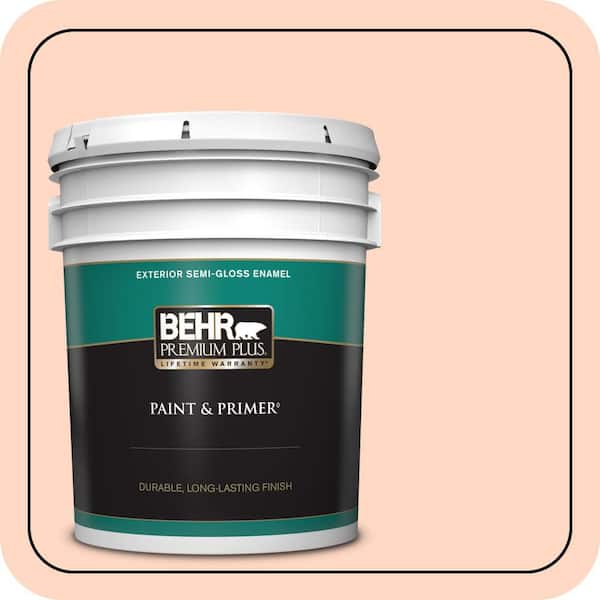 BEHR PREMIUM PLUS 5 gal. #230C-2 Shell Coral Semi-Gloss Enamel Exterior Paint & Primer