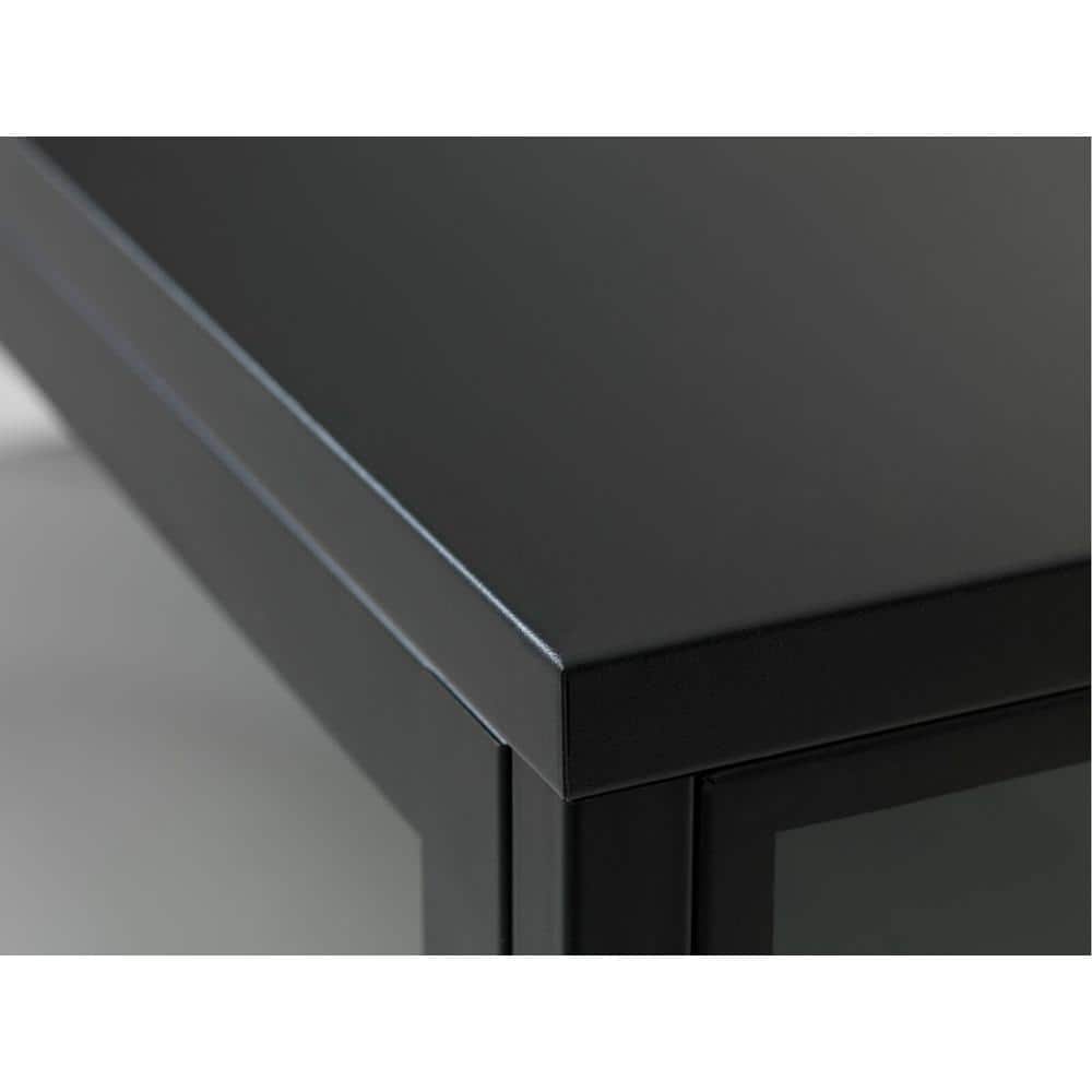 67" Black Metal and Glass 4-Door Sideboard