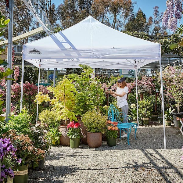 EAGLE PEAK 10 ft. x 10 ft. Commercial Ez Pop Up Canopy Tent Instant  MarketPlace Canopies, Bonus 4 Sand Bags, White MP100WO-WHT-AZ - The Home  Depot