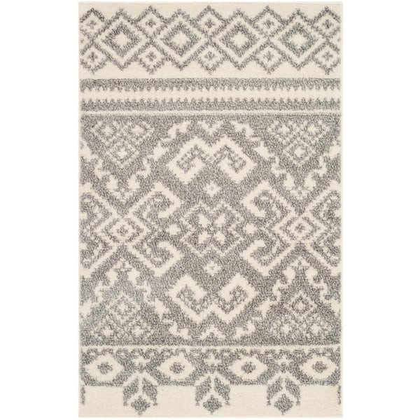 SAFAVIEH Adirondack Ivory/Silver Doormat 3 ft. x 4 ft. Geometric Diamond Area Rug