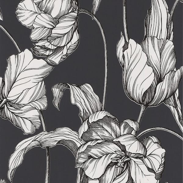 Graham & Brown Gray Harem Tulips Removable Wallpaper