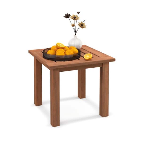 17.5 in. W Square Folding Hardwood Side Table Slatted Top End Table for Patio, Deck or Porch