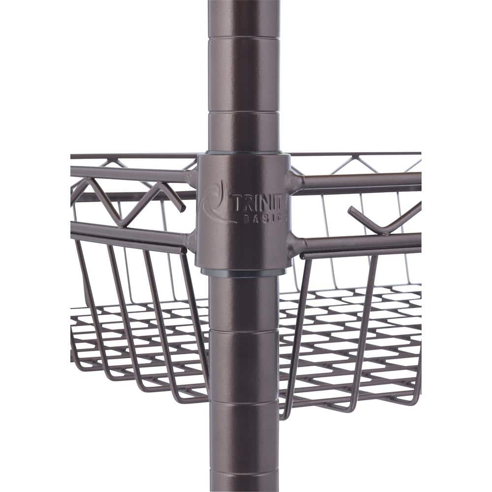 24" Dark Bronze Steel Kitchen Cart with Bamboo Top and Adjustable Storage