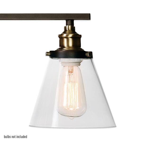 Globe Electric Jackson 5 Light Oil Rubbed Bronze and Antique Brass Pendant with Clear Glass Shades 64934